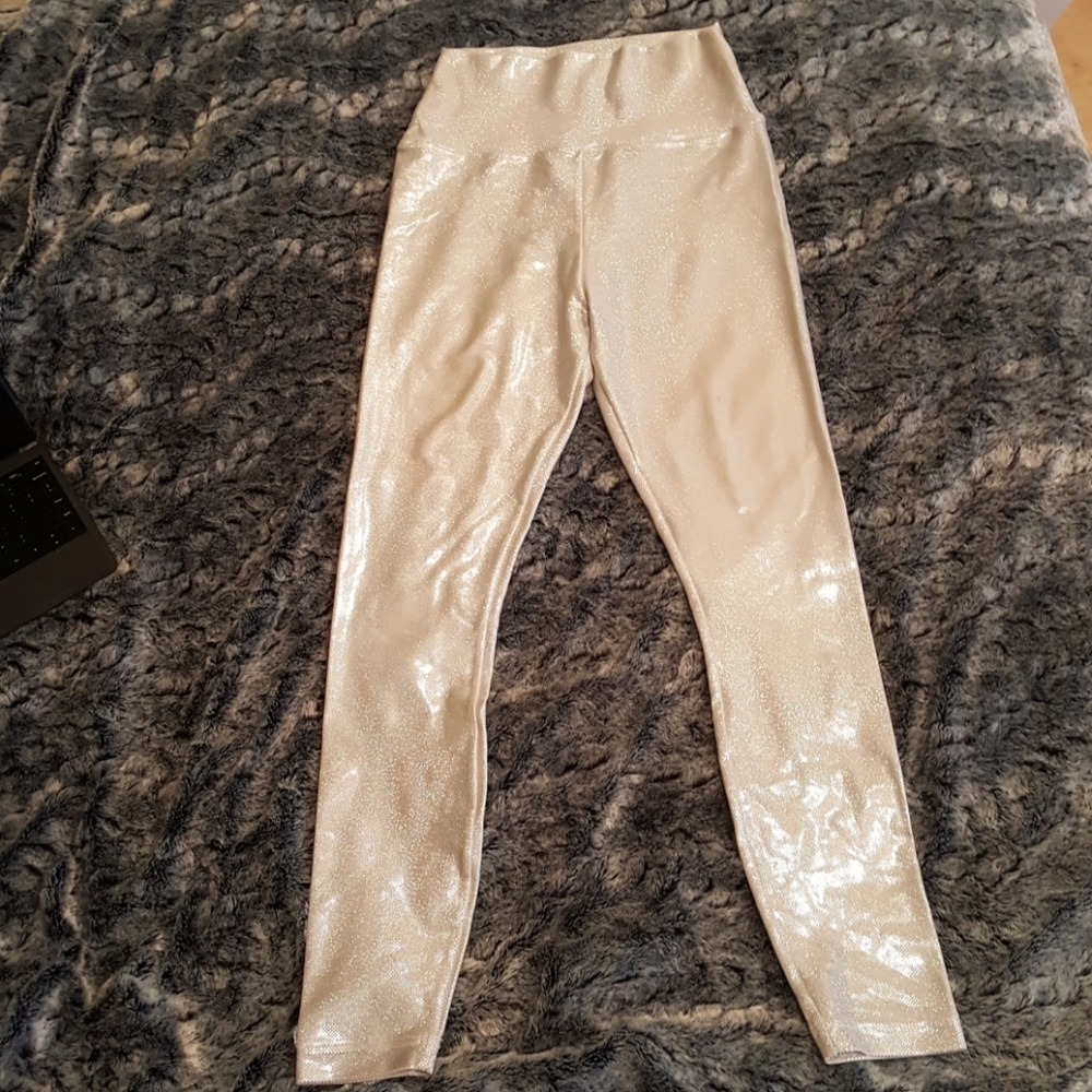 American apparel silver holo high waist leggings